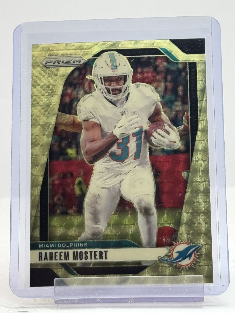 RAHEEM MOSTERT 2024 PANINI PRIZM FOOTBALL GOLD VINYL SSP DOLPHINS /5 Q3549