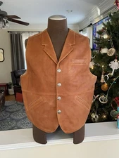 Coronado Leather Vest Mens 48 Brown Concealed Carry Holster Buffalo Nickel Snap