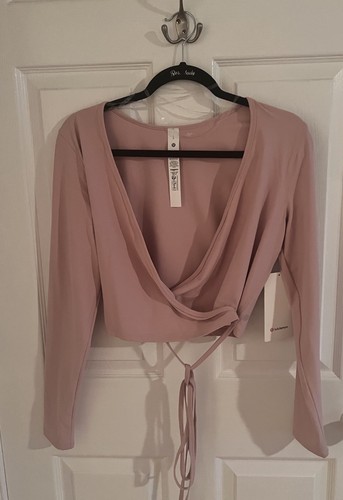 Lululemon Long Sleeve Nulu Cropped Wrap Shirt Top Size Large L  Pink Haze NWT  - Bild 10 von 16