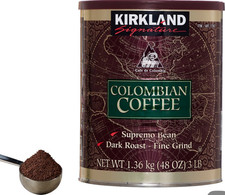Kirkland Signature Colombian Coffee Dark Roast Fine Grind Ground Coffee 48 oz