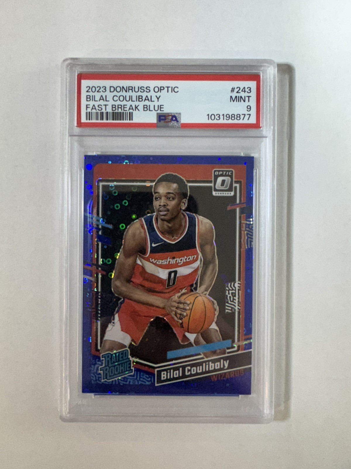 Bilal Coulibaly 2023-24 Donruss Optic Blue Prizm 47/49 #243 Rookie RC Wizards