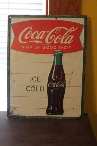 Vintage Coke Coca Cola Tin Sign 15 3/4" x 11 3/4" Some Usage