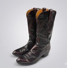 Lucchese Men L6630 Black Cherry Goat Leather Cowboy Boots 9 D USA Made
