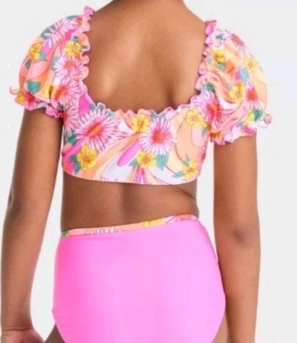 Conjunto de bikini floral multicolor Cat & Jack para niña talla XL 14 UPF 50+ - Imagen 2 de 6
