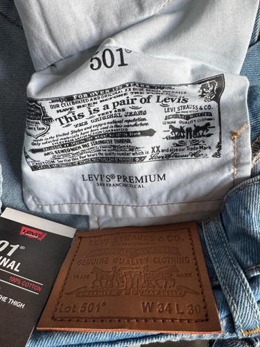 Levis 501 Mens Straight Fit Jeans Denim Original Fit bottoms New with Tags - Picture 8 of 12