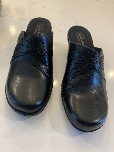 Clarks Bendables Women's Black Leather Mule Addey Trust Clogs Size 8 NEW - Picture 6 of 18