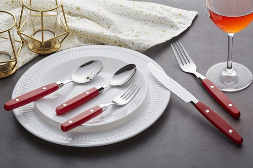 Silverware Set Stainless Steel Cutlery Color Handle With Rivet/Retro Flatware... - Picture 3 of 9