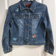 Arizona Jean Company  Butterfly Embroidered Denim Jacket Girls Size L