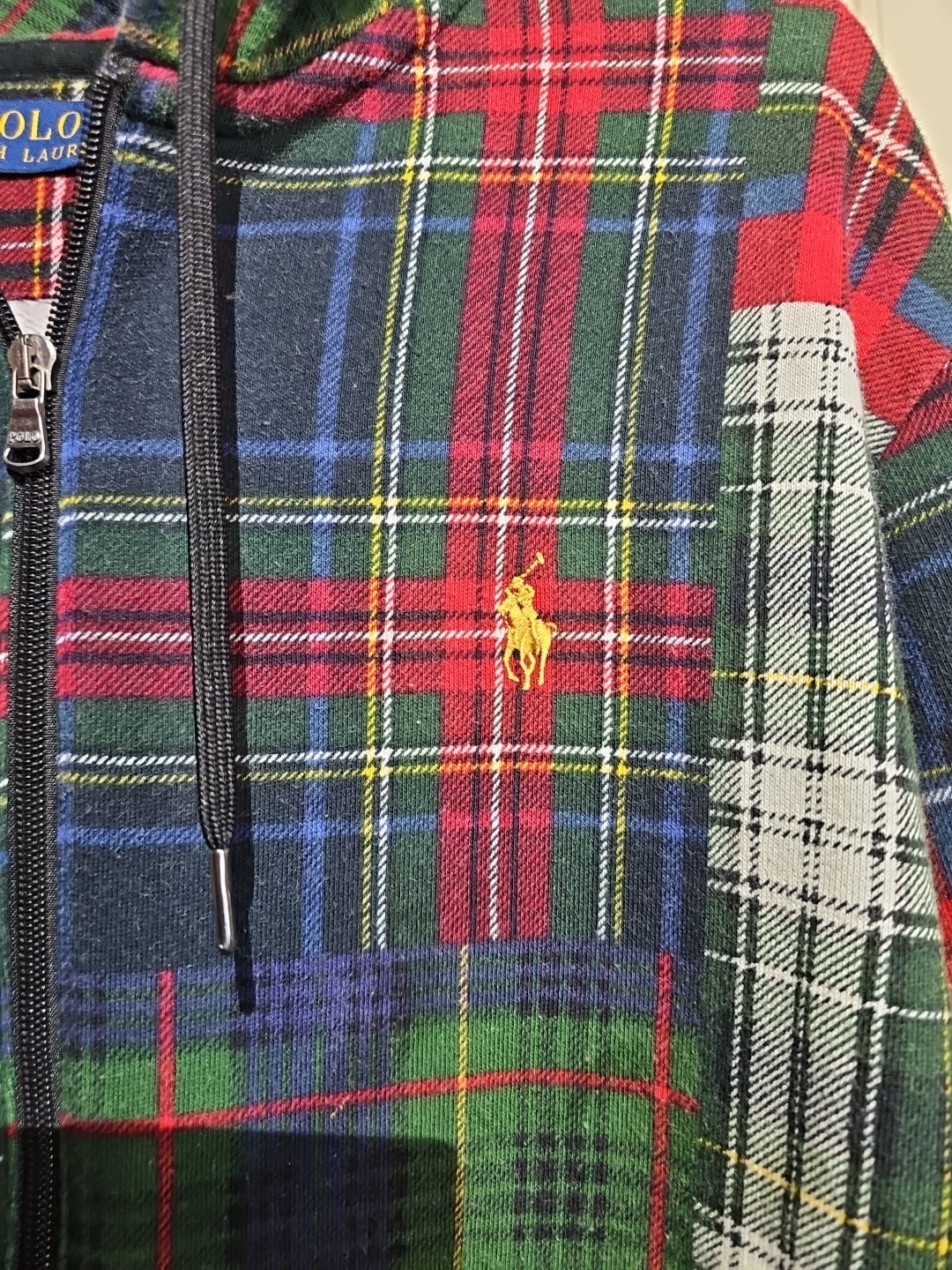 Ralph Lauren Patchwork Plaid Full Zip Hoodie Mens… - image 2