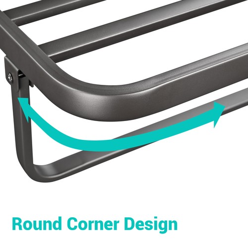 23" Wall Mounted Towel Rack 2 Tier Rail Holder Bathroom Hotel Storage Shelf - Bild 4 von 12