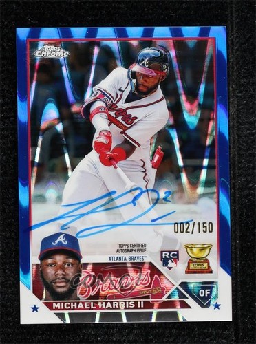 2023 Topps Chrome Rookie Blue RayWave Refractor /150 Michael Harris II Auto RC - Picture 1 of 3