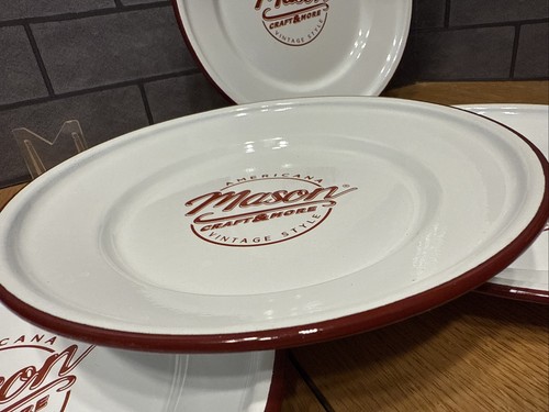 SET OF 4 MASON CRAFT & MORE 8” WHITE SALAD PLATES EMBOSSED MASON VGC FARMHOUSE - Picture 9 of 10