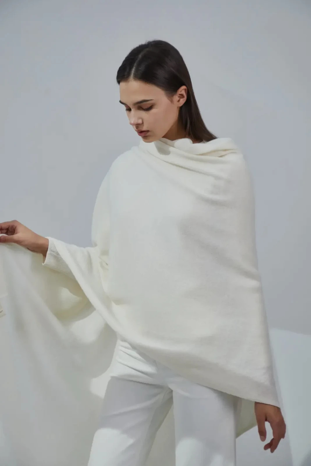CASHMERE IVORY SCARF Thick Travel Wrap Handmade Natural Cashmere Soft And Warm