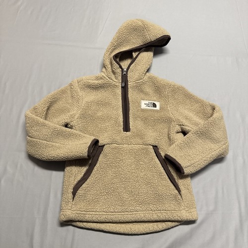 The North Face Boys Campshire Hoodie Pullover Fleece Sherpa Brown Small 7/8