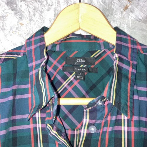 Women’s J. Crew Size 12 Green Plaid Classic Fit Button Up Shirt Preppy - Bild 4 von 9