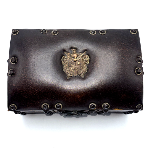 7 1/2" x 4 1/2" dunkles Holz Royal Coat of Arms Crest Schmuckkästchen Japan - Bild 3 von 12