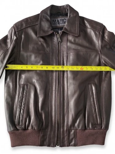 Marc New York  Men's Brown Leather Bomber Jacket Quilted Lined Sz M image 4