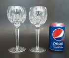 SET 2 WATERFORD Crystal LISMORE Irish Cut Glass 7 3/8" Hock Balloon Wine Goblets