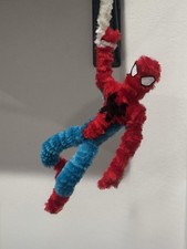 Handmade Pipe Cleaner Spider-Man Superhero Figure Red Blue Hanging Toy