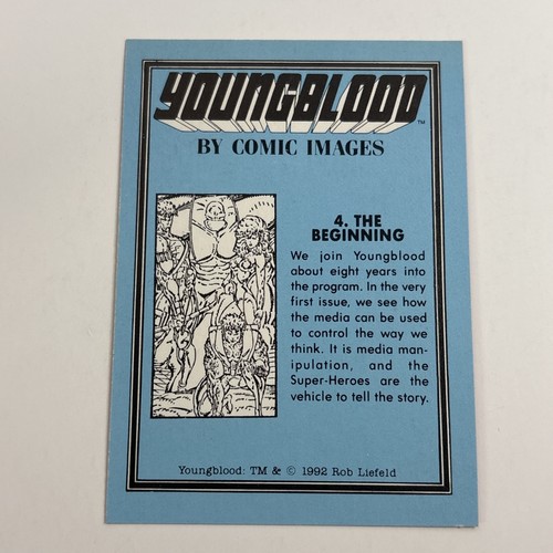 Tarjeta coleccionable Youngblood Image Comics 1992, Rob Liefeld Art #4 The Beginning casi nueva - Imagen 2 de 2