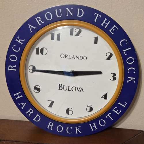 RARO Bulova Hard Rock Hotel Rock Around The Clock 12" parete Orlando regalo dipendente - Foto 1 di 6