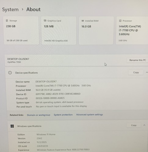 🌟DELL OPTIPLEX 7050 | i7-7700 3.60GHZ | 256GB | 16GB | WIN11 | Works Great🌟 - Picture 3 of 3