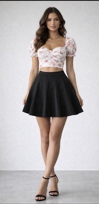 Zara Harper W&B Collection Black Skater Skirt Small