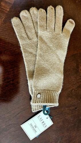 Lauren Ralph Lauren Damen Handschuhe The Touch 100% Kaschmir hellbraun Einheitsgröße Neu mit Etikett - Bild 2 von 5