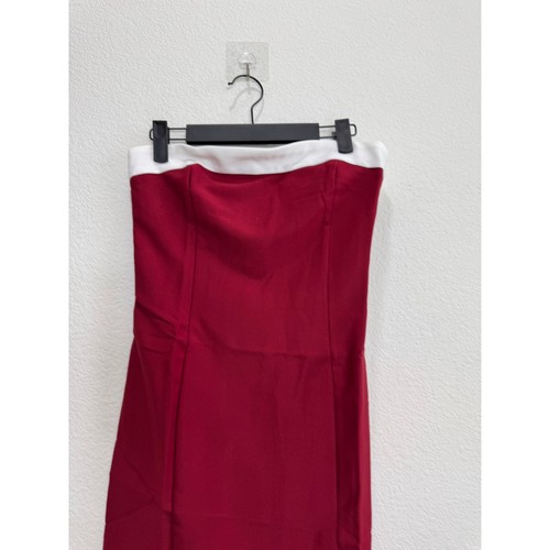 Neu ohne Etikett Damen rot weinweiß trägerloses Sommerkleid Kleid Y2K figurbetont Small - Bild 5 von 12
