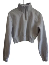 White Aritzia TNA Women’s Cozy Cropped Sweatshirt Size XS Quarter Zip