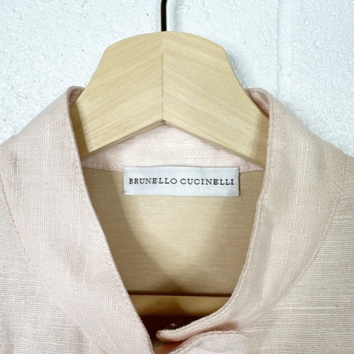 Brunello Cucinelli Linen Blend Zip Up Moto Jacket Womens Pink Size Large - Picture 3 of 13