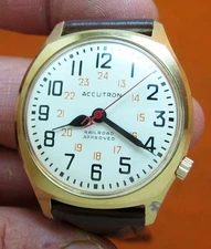 SERVICED ACCUTRON RAILROAD 218 BULOVA 10KT. R.G.P  TUNING FORK MEN WATCH N1