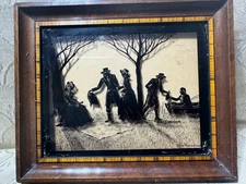 Vintage C&A Richards Boston Massachusetts "Picknick Party" Silhouette-Framed