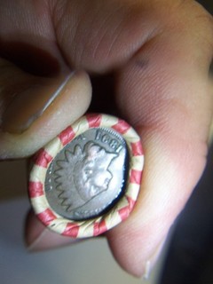 INDIAN HEAD & WHEAT PENNY ROLL WITH A 1891 INDIAN HEAD PENNY SHOWING