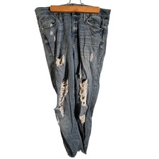 Good American Women's Size 12/31 Good Leg Jeans Light Wash Distressed Destroyed