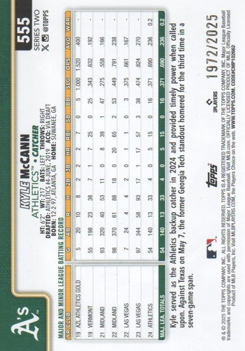 Topps Baseball Gold #555 2025 Kyle McCann/2025 - Imagen 2 de 2
