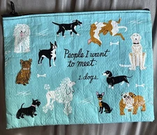 BlueQ Bags Blue Graphic Print ”People I Want to Meet: 1. Dogs Zipper Pouch w/Tag