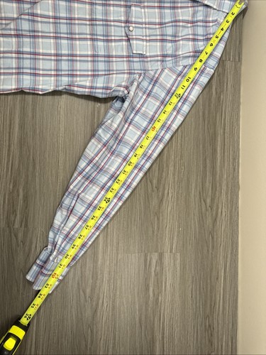 UnTuckIt 100% Baumwolle blau rot kariert Perlen Druckknopf Langarm Herren XXL Slim Fit - Bild 7 von 10