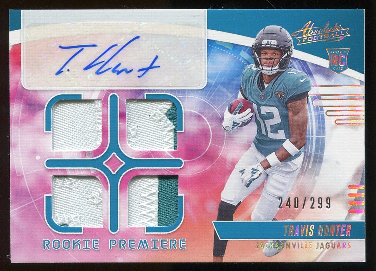 2025 Panini Absolute Travis Hunter Rookie Premiere Auto Quad Patch