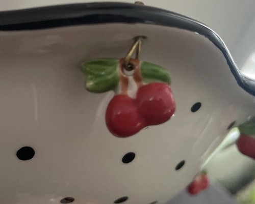 Mary Engelbreit Pink & Black Ceramic Pedestal Bowl With Cherry Accents - Picture 7 of 13