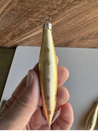 Vintage Glas Weihnachtsschmuck Gold Träne & Kugel Set 7 Teile - Bild 2 von 8