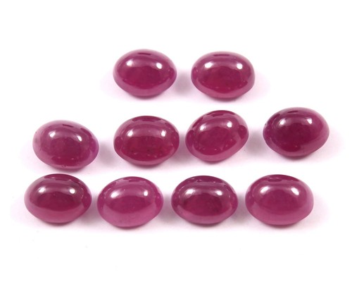 8x6 MM- 100% Natural CERTIFIED Mozambique Ruby Oval Cabochon Loose Gemstone - Picture 1 of 5