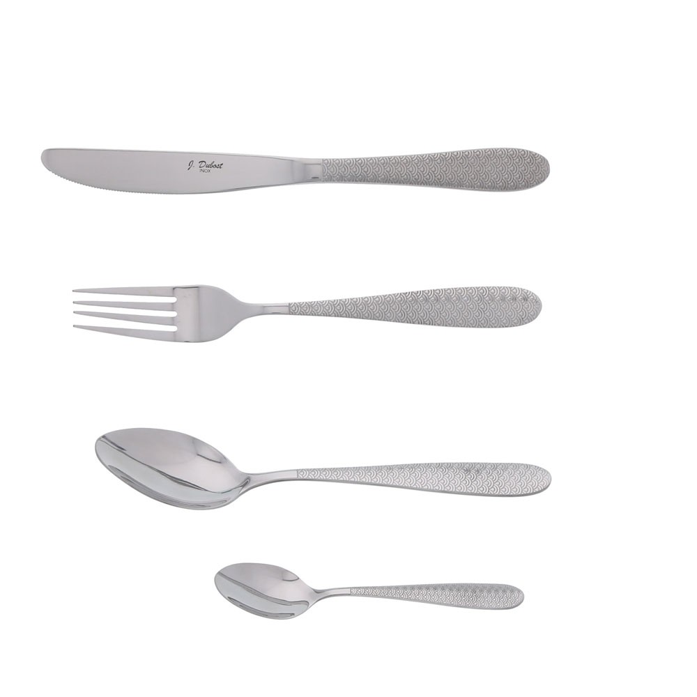 Ménagère 24 pièces Flower inox en coffret cadeau 13x27 cm pour crémaillère