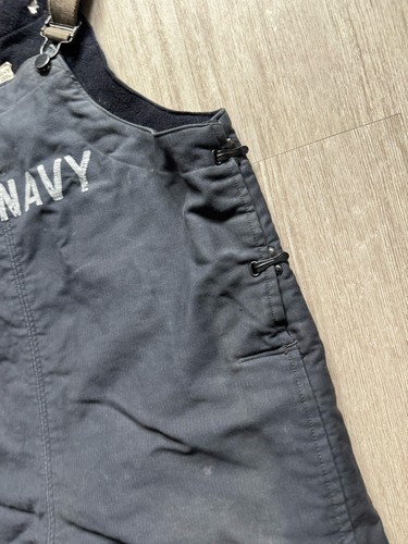 VTG WWII 1940s US Navy Deck Overalls Bib M WW2 40s USN Stencil Clasp Closure - Picture 5 of 12