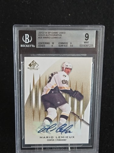 Mario Lemieux 2013-14 SP Game Used Gold Autographs #28 BGS 9/Auto 10 - Picture 1 of 4