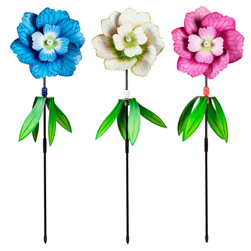 Embellished Hydrangea Pinwheel Spinner, 3 Asst: Pink/Blue/White - Picture 4 of 4