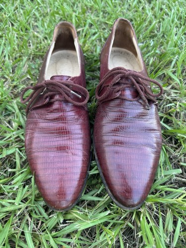 Handgefertigte Italien Eidechsenhaut Leder Oxford Schuhe Herren 7.5D Stil 1501 - Bild 4 von 11