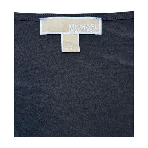 MICHAEL KORS Top Black With Gold Ring Detail Around V-Neck Size XL - Bild 3 von 7
