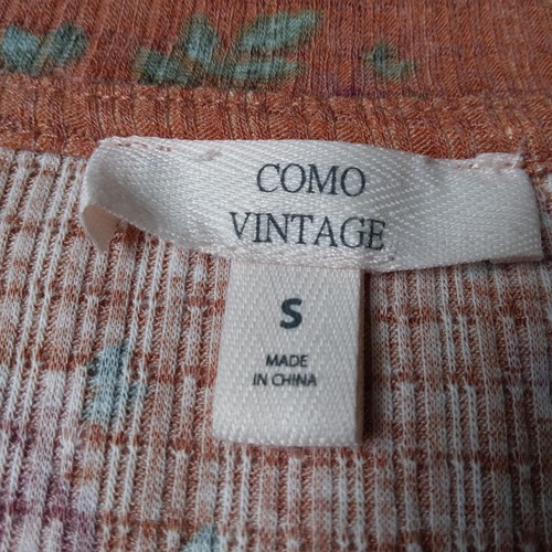 Como Vintage Henley Babydoll Top Floral Boho Peasant Festival Womens Size Small - Picture 6 of 11