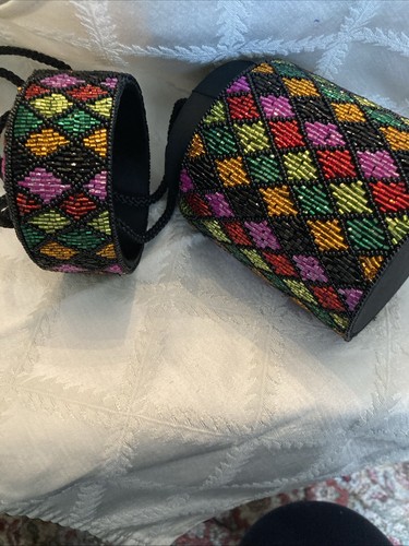 Bob Mackie Nuevo En Caja Vintage Arlequín Cuentas Bolso Cilíndrico y Perfume - Imagen 4 de 7